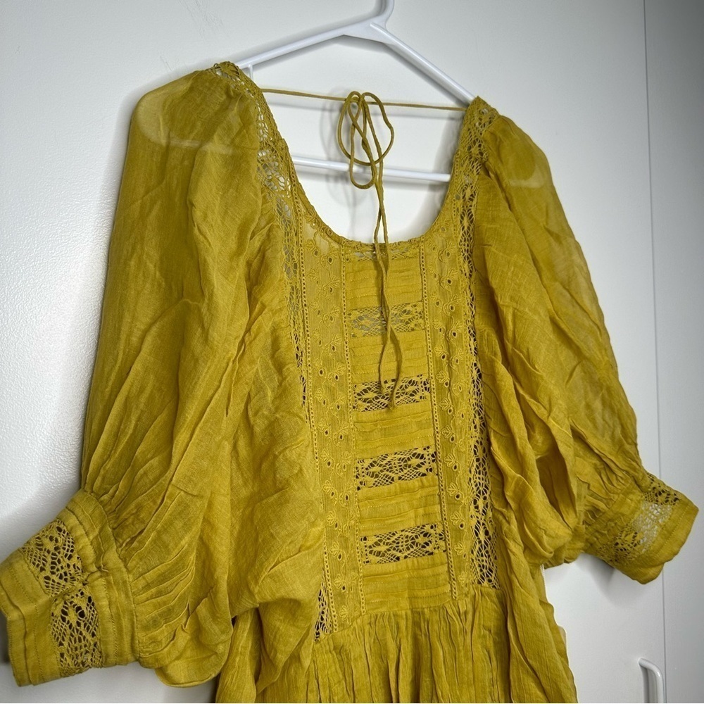 NWT Free People One Finley Tunic in Dried Palm Boho Laced Top Size Medium - Picture 3 of 9